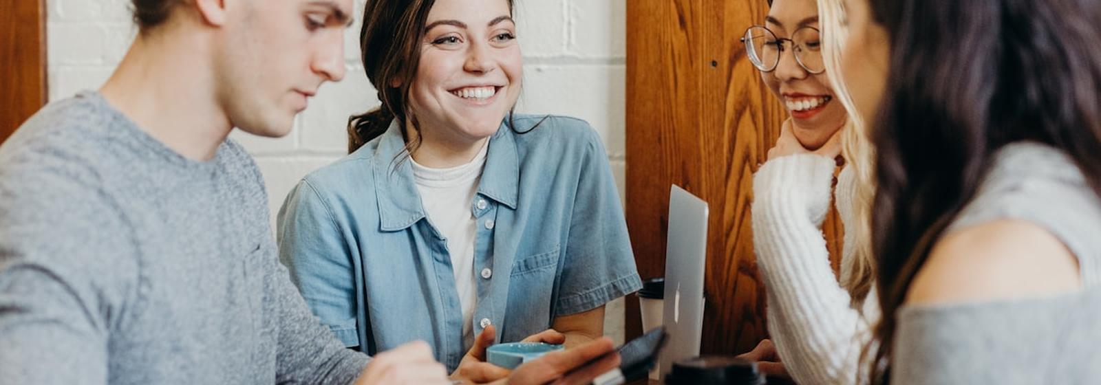 Small-business owners and their team working together